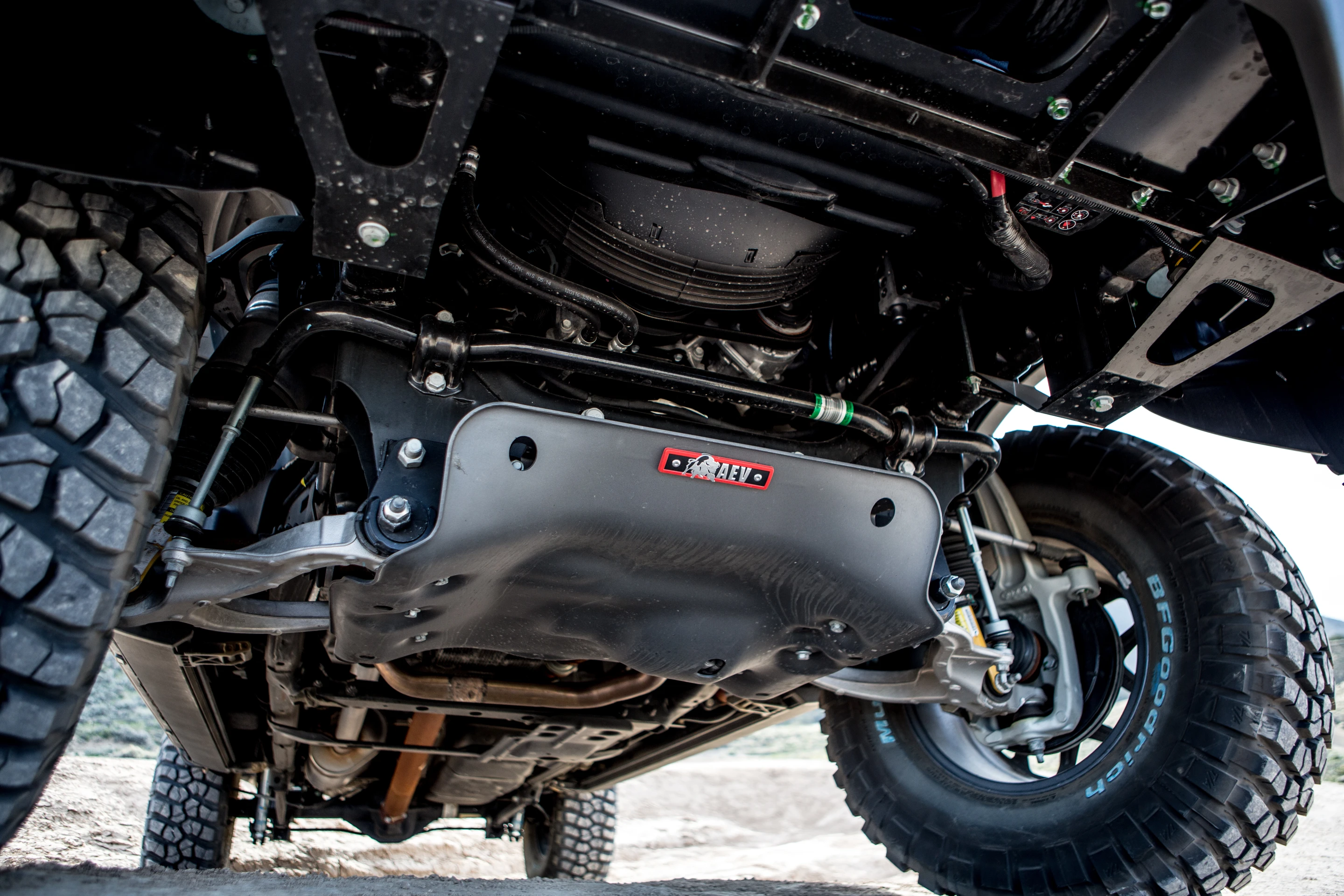 The AEV stamped steel front skid plate