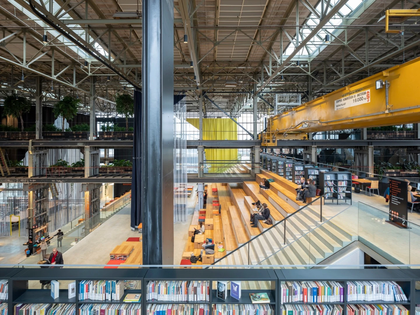 Constructed in 1932 in Tilburg, Holland, the building housing the LocHal Library originally belonged to Dutch Railways