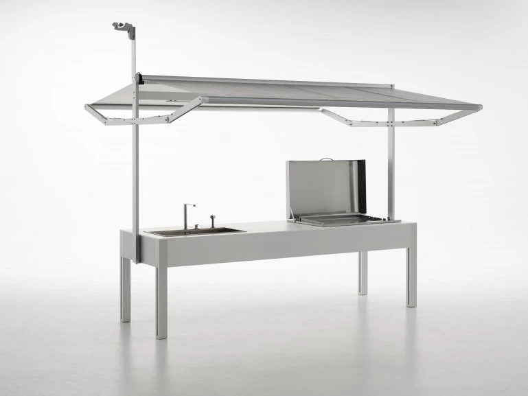 Open Bar from Italian design firm TAO is a sleek modern outdoor kitchen with everything you need for a pleasant backyard dining experience