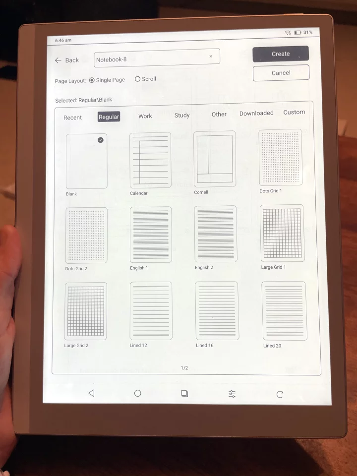 My most-used feature so far is the notes section, which has a variety of stored templates and an option to download more