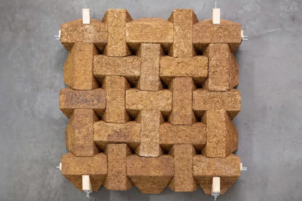 A modular reusable floor slab made of Sugarcrete, designed in partnership with Britain's Grimshaw Architects