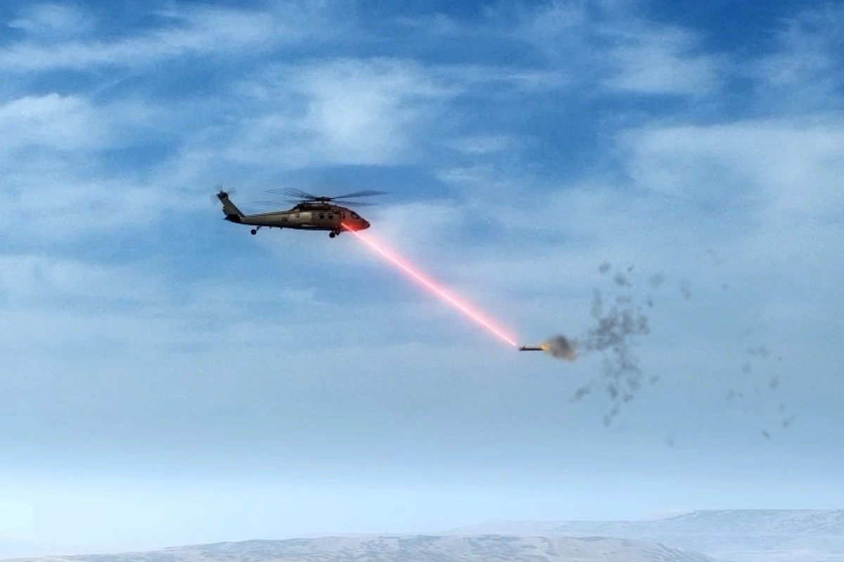 Dramatic illustration of the laser countermeasure in action