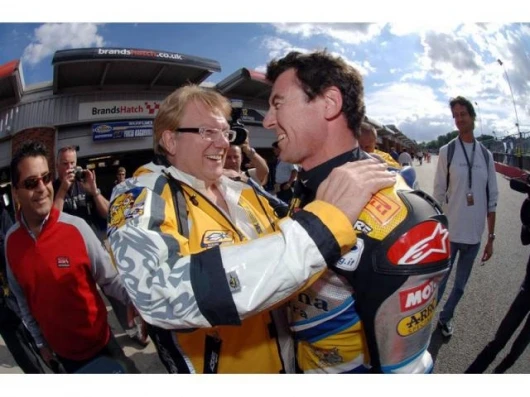 Superpole specialists Corser celebrates yet another superpole win with team principal Francis Bata
