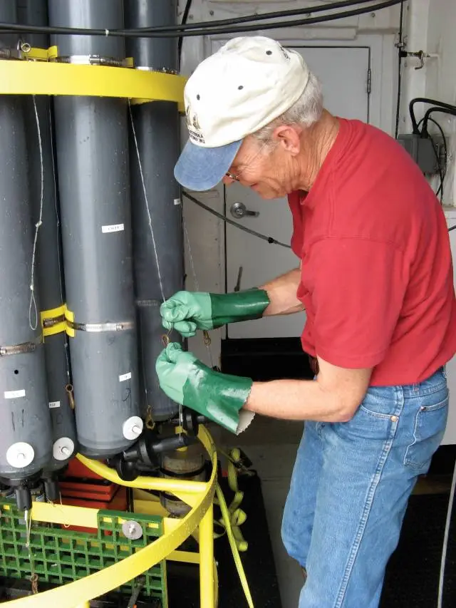Oceanographer Robert Key aboard a research vessel near Antarctica