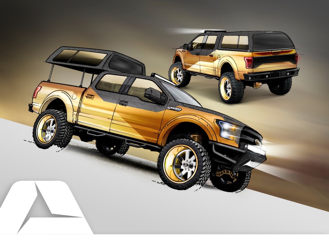 The F-150 4x4 Supercab has a television in the bed