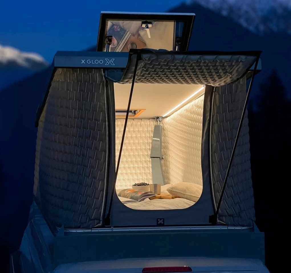 X Gloo peeks into its Mercedes Sprinter inflatable pop-top design