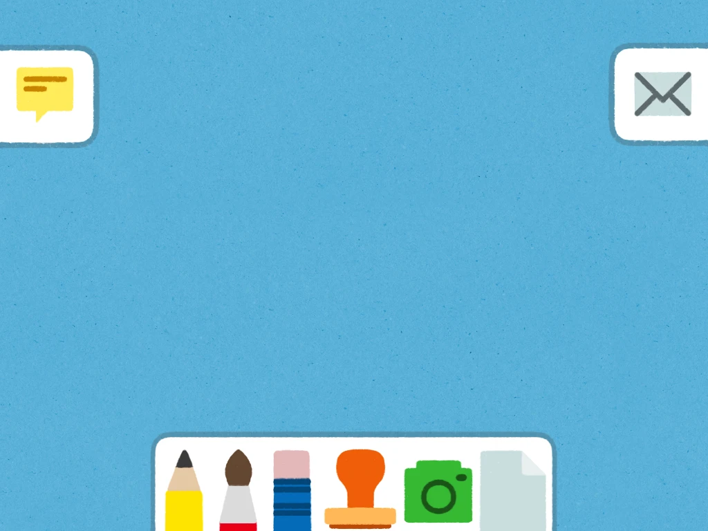 Maily gives kids five tools - writing pencils, paint brushes, photos, backgrounds and stamps - to create visual emails