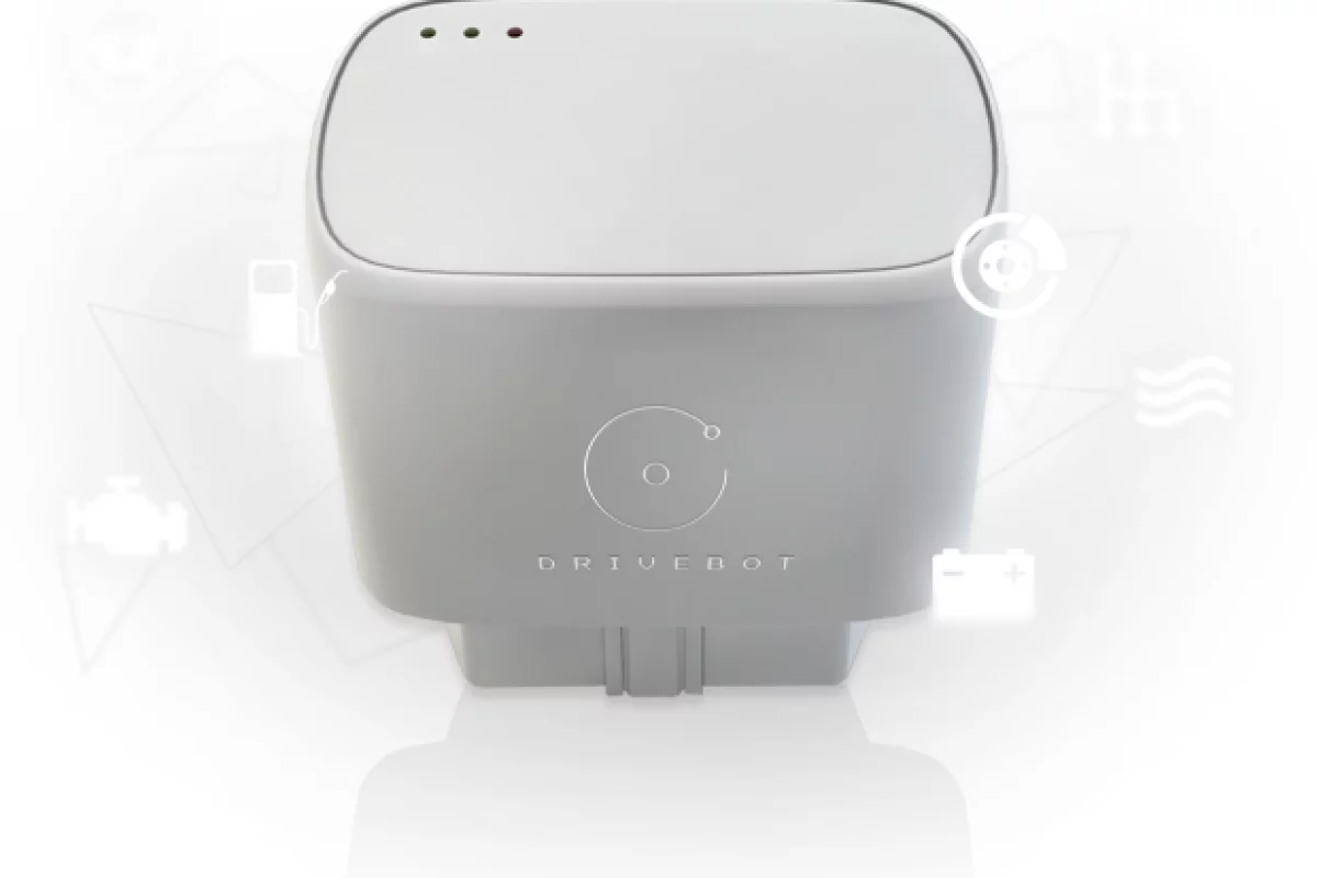 The Drivebot is a simple dongle device that plugs into the car’s On Board Diagnostic (OBD-II) port