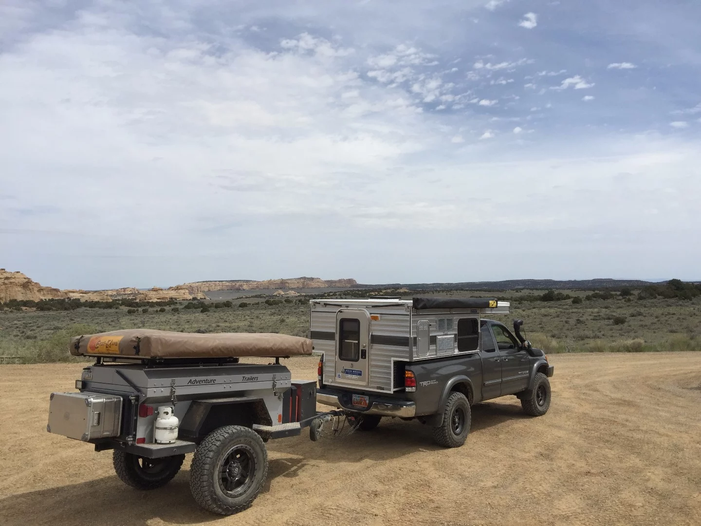 Equipt Tundra hitched up to an off-road trailer