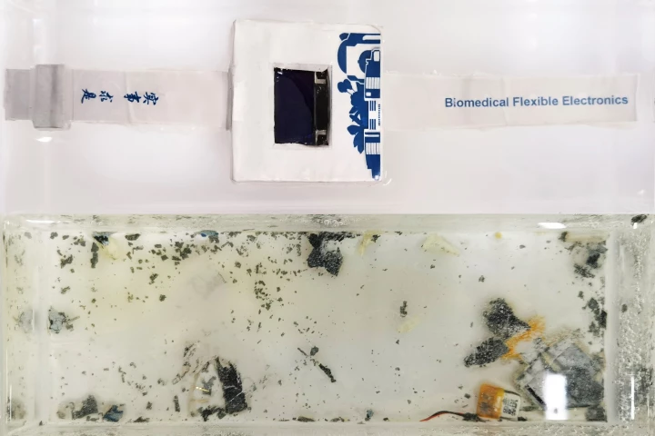 A novel prototype smartwatch both before and after dissolving in water