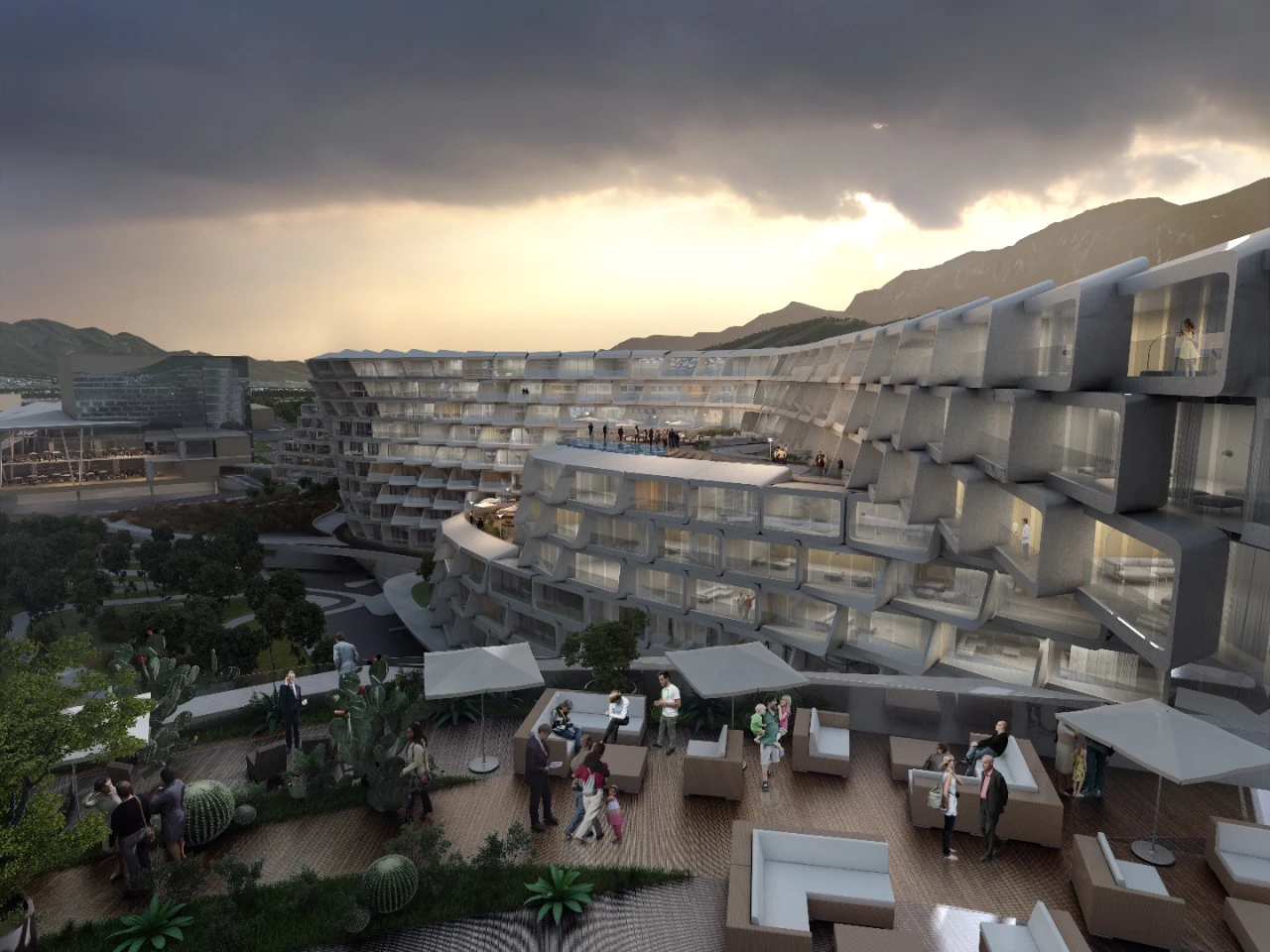 The original brief called for 12 homogenous residential towers, but Zaha Hadid designed a nine-story complex comprising a total of 981 apartments spread over 136,000 sq m (1,463,891 sq ft) instead