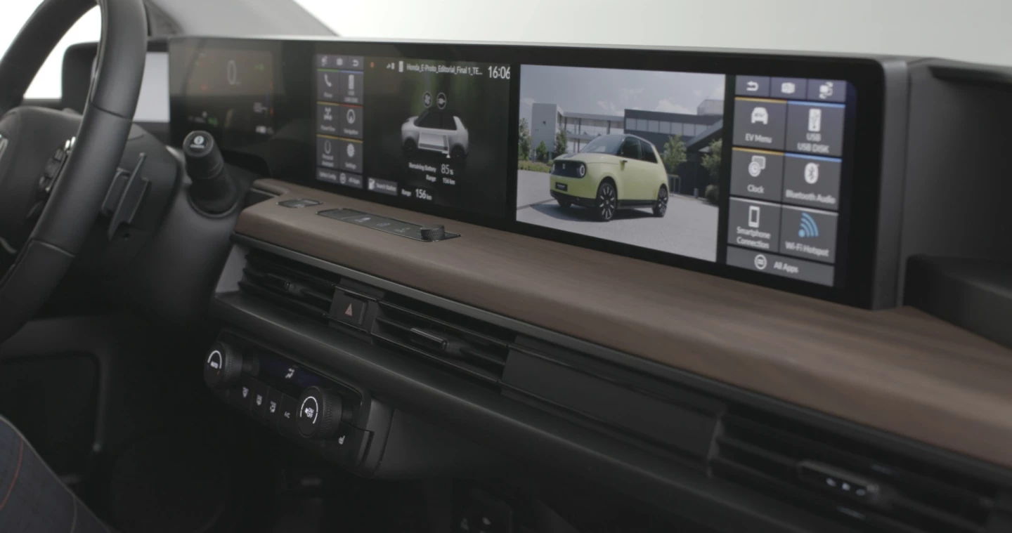 While the dual 12.3-inch LCD touchscreens can interact, each also functions as a separate display to suit driver and passenger