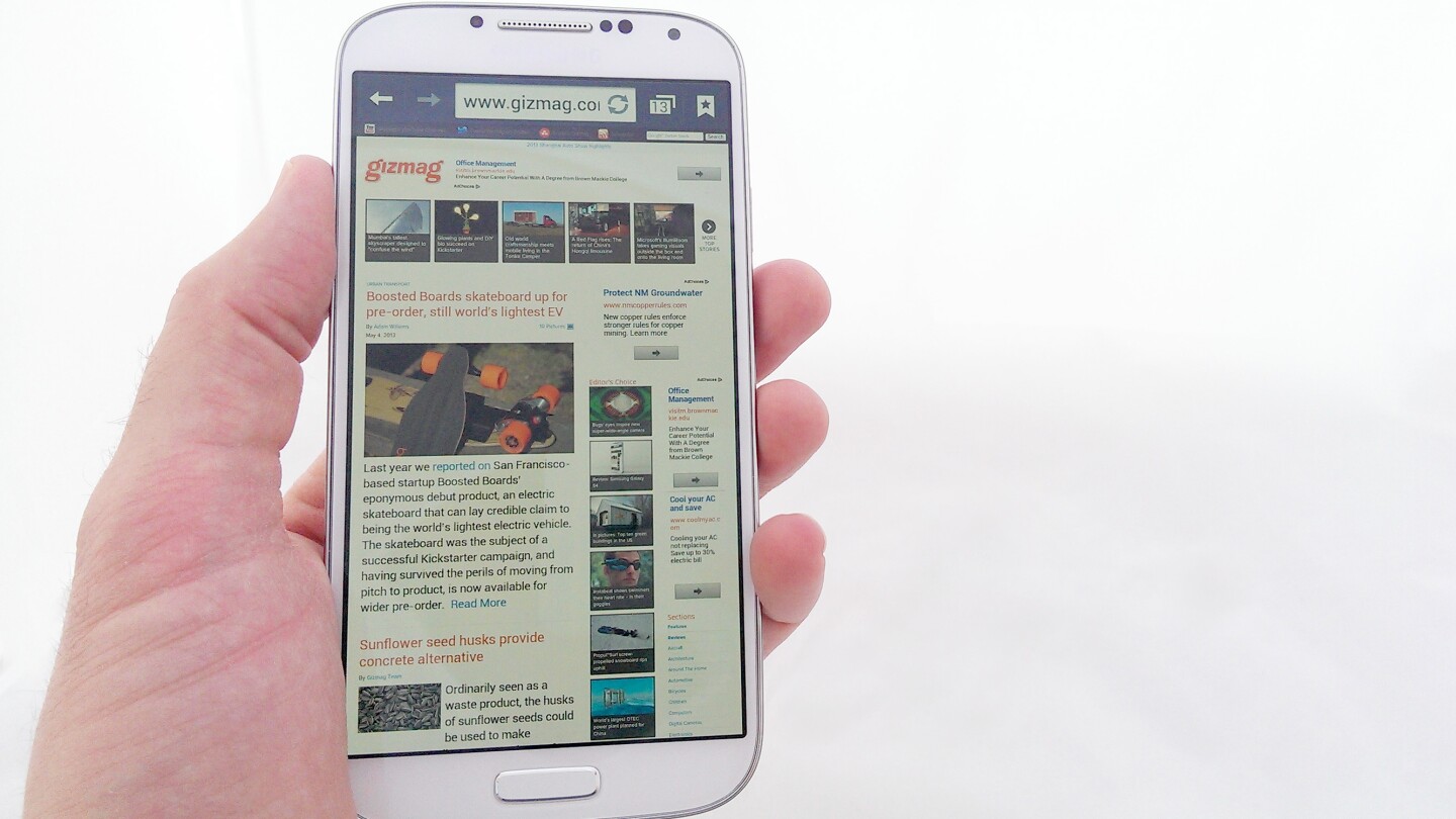 We were impressed with the GS4's 1080p display