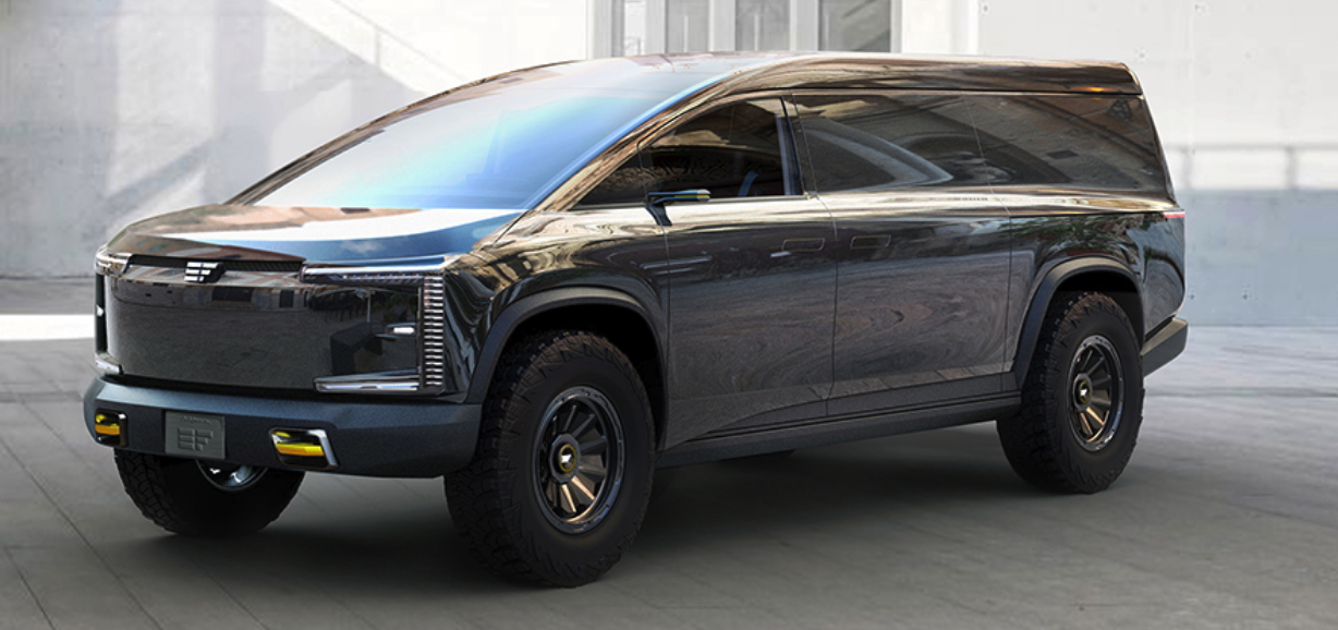 While EdisonFuture is showing it as a commercial van, the EF1-V would also make a very cool on/off-road MPV and camper van