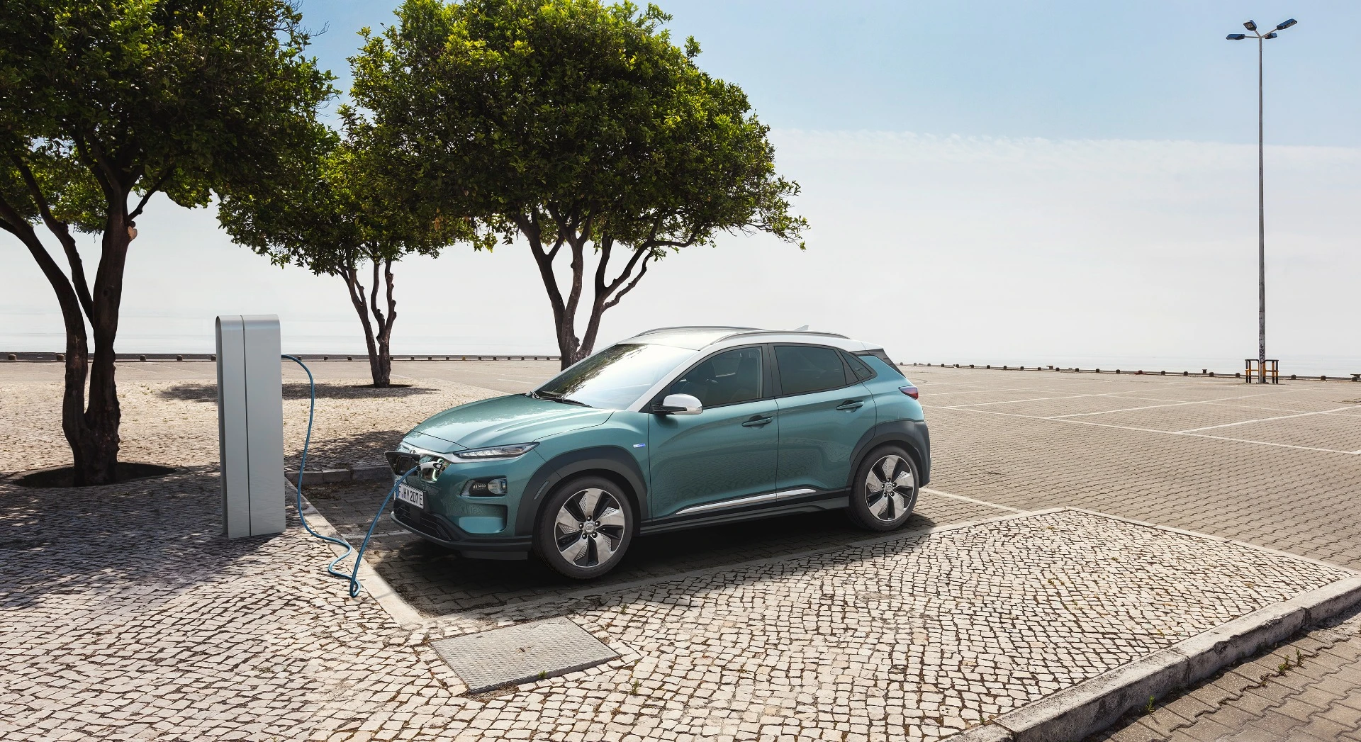 The Kona Electric wears a slightly different face to its fossil fuel-powered forefather