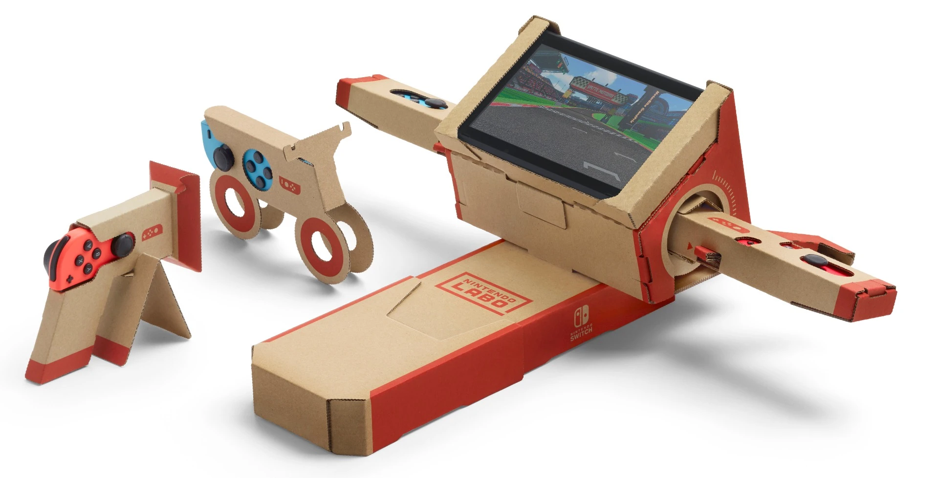 The Nintendo Labo Toy-Con Motorbike uses the Joy-Con controllers' motion sensors and gyroscopes to sense movement and turn the bike