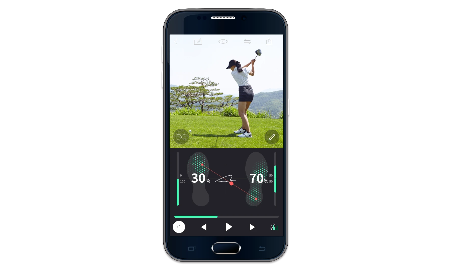 There's an option to practice your swing, and the app will tell you how consistent you're being