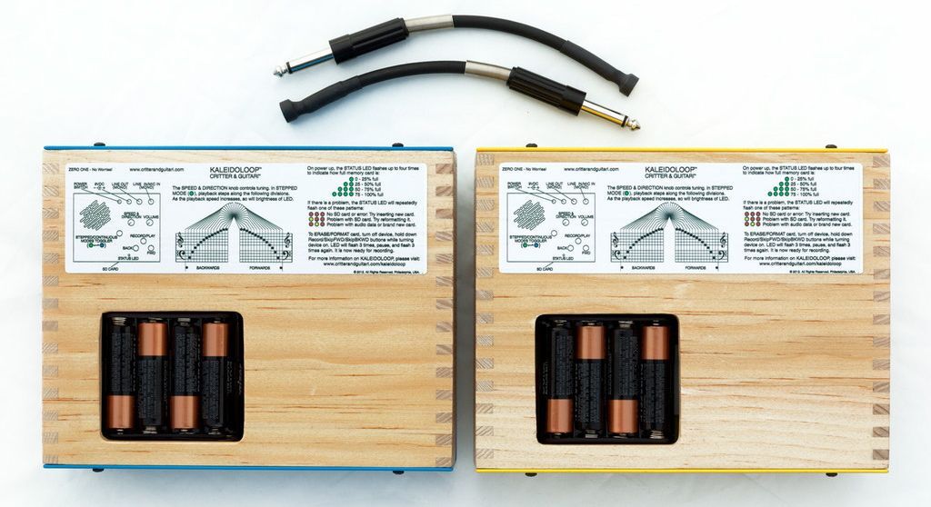 The Kaleidoloop is powered by either 4 AA batteries or a 9 Volt power supply