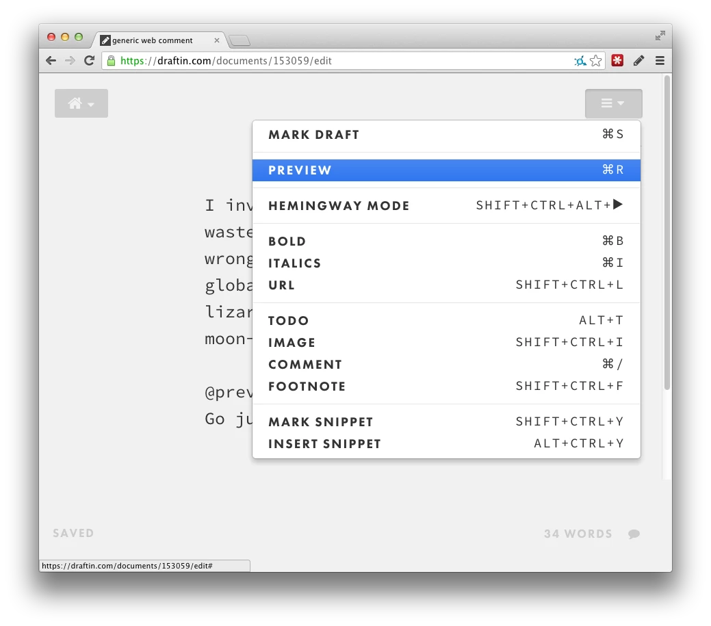 Draft: handy for composing carefully-crafted web comments