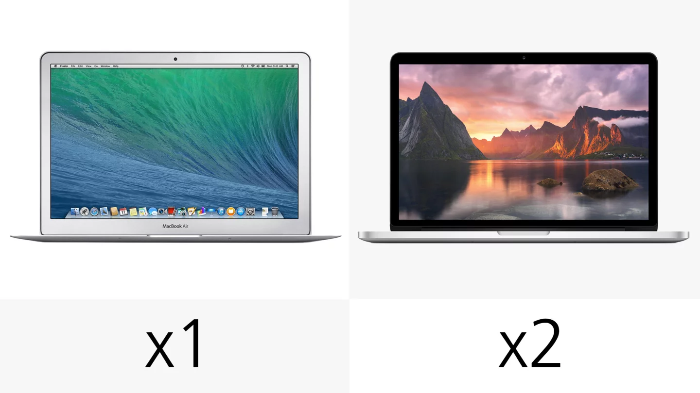 The Retina MacBook gives you two Thunderbolt ports, while the Air gives you one