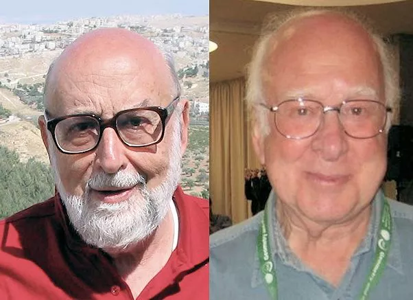 Professors Francois Englert (left) and Peter Higgs (right) share the 2013 Nobel Prize in Physics (Photos: P. Nicolet and Gert-Martin Greuel)