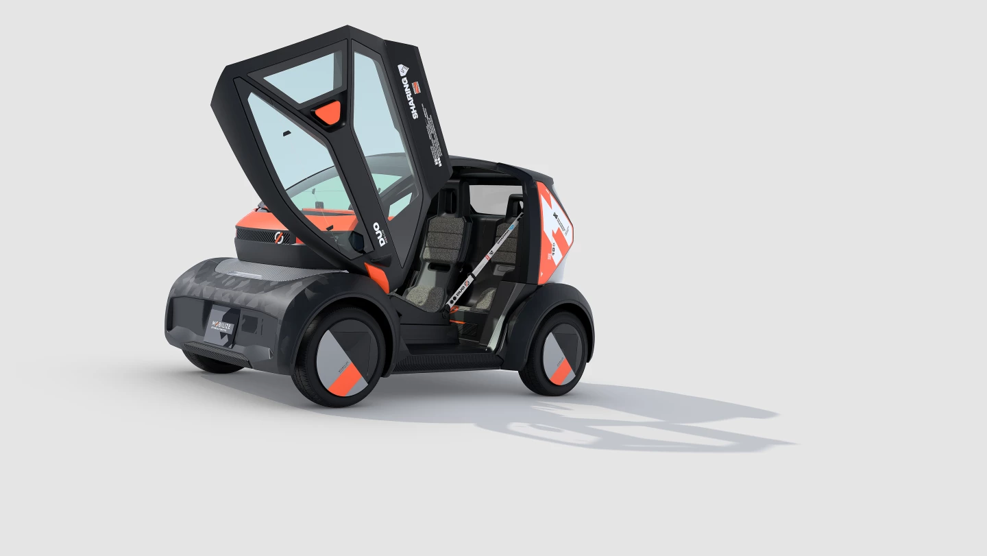 The doors swing up for easier access in tight parking spots