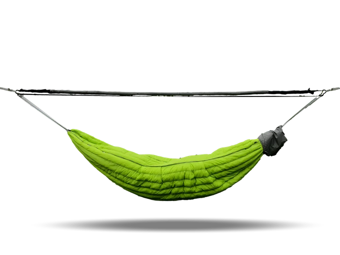 The Swayy Eira hammock comes with a rainfly that can be suspended from a ridge line above