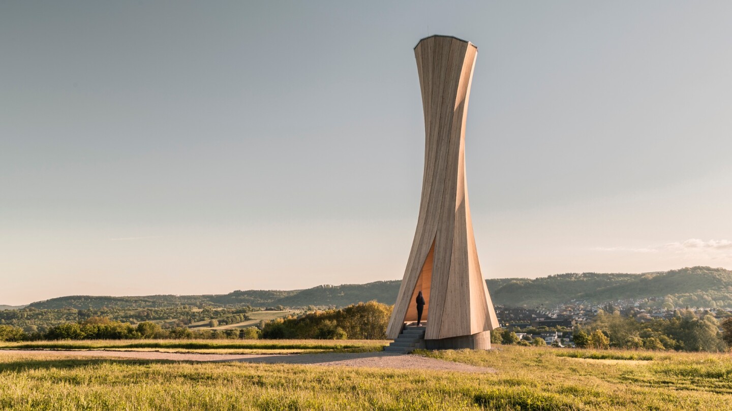 The Urbach Tower stands 14 meters tall