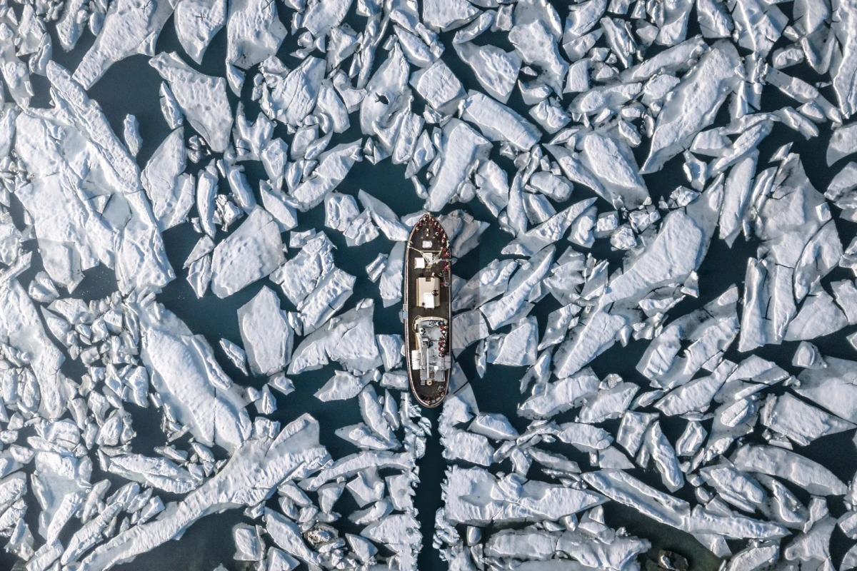 Finalist in The Great Outdoors category of the 2018 EyeEm Awards: A vessel navigates the ice in Hauganes, Iceland
