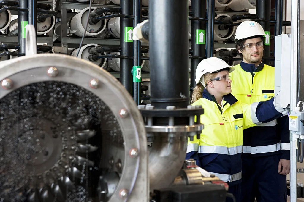 The pressure created from the membranes is utilized through a turbine to generate electricity