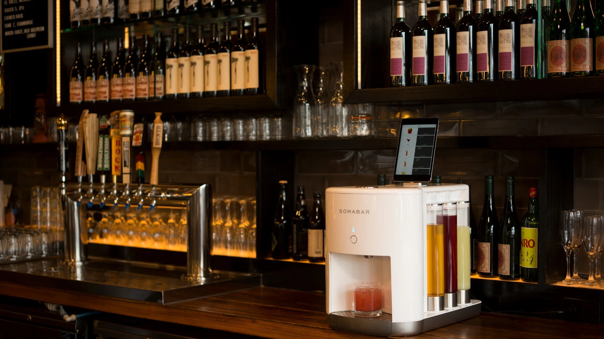 The Somabar allows thirsty users to select craft cocktails from a mobile app and have them in their hands in seconds