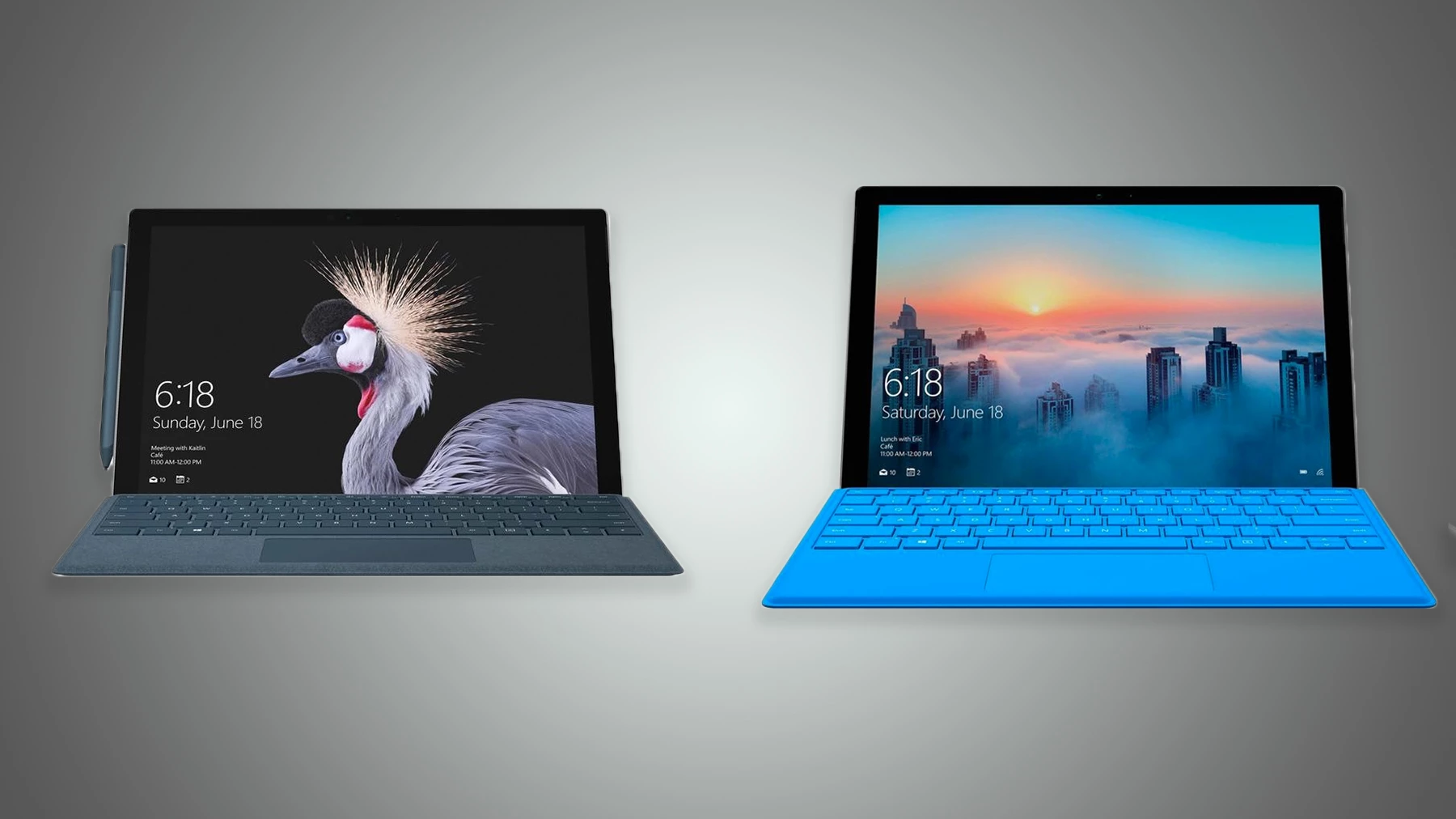 Comparing the new Surface Pro (2017) and its late-2015 predecessor, the Surface Pro 4