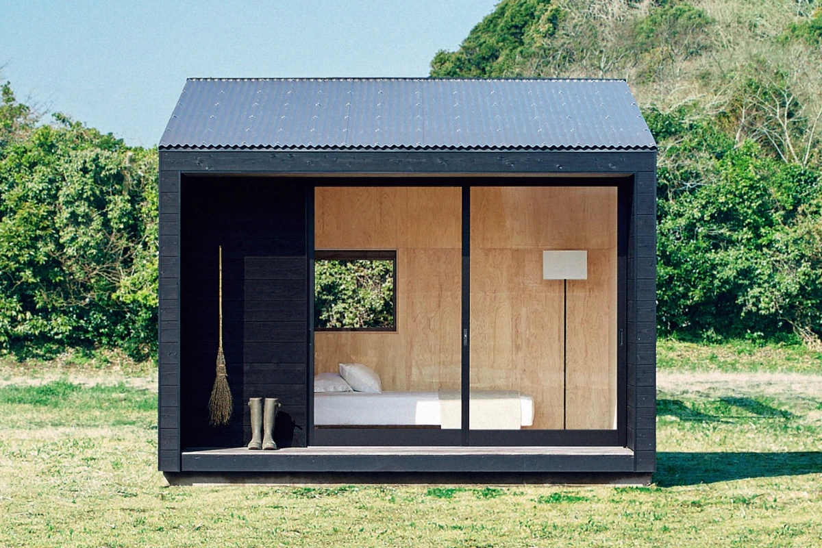 The Muji Hut's interior is very simple and comprises just one room, ready for owners to add as much or little as they need