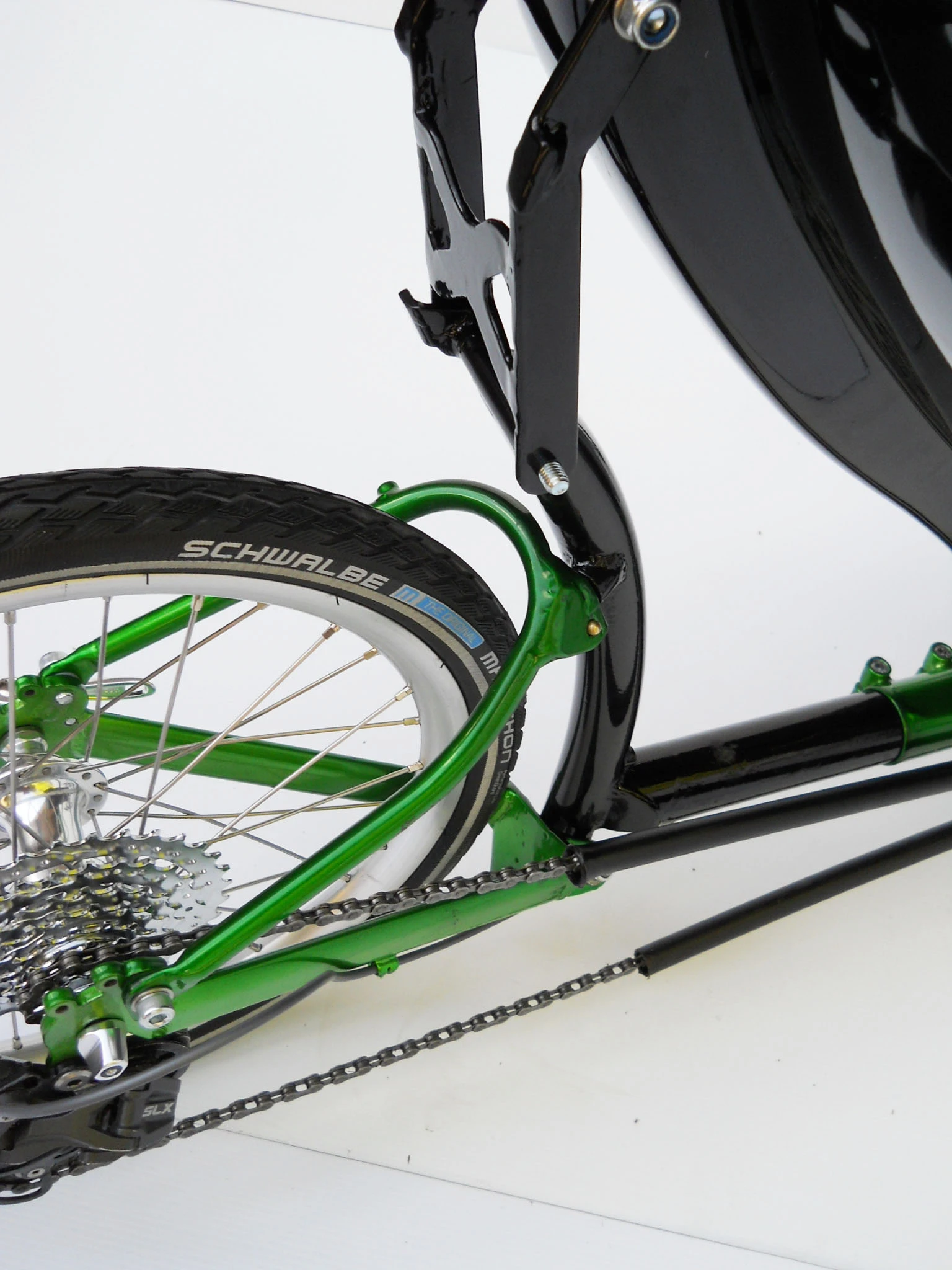 Part of the Evolve trike's folding system