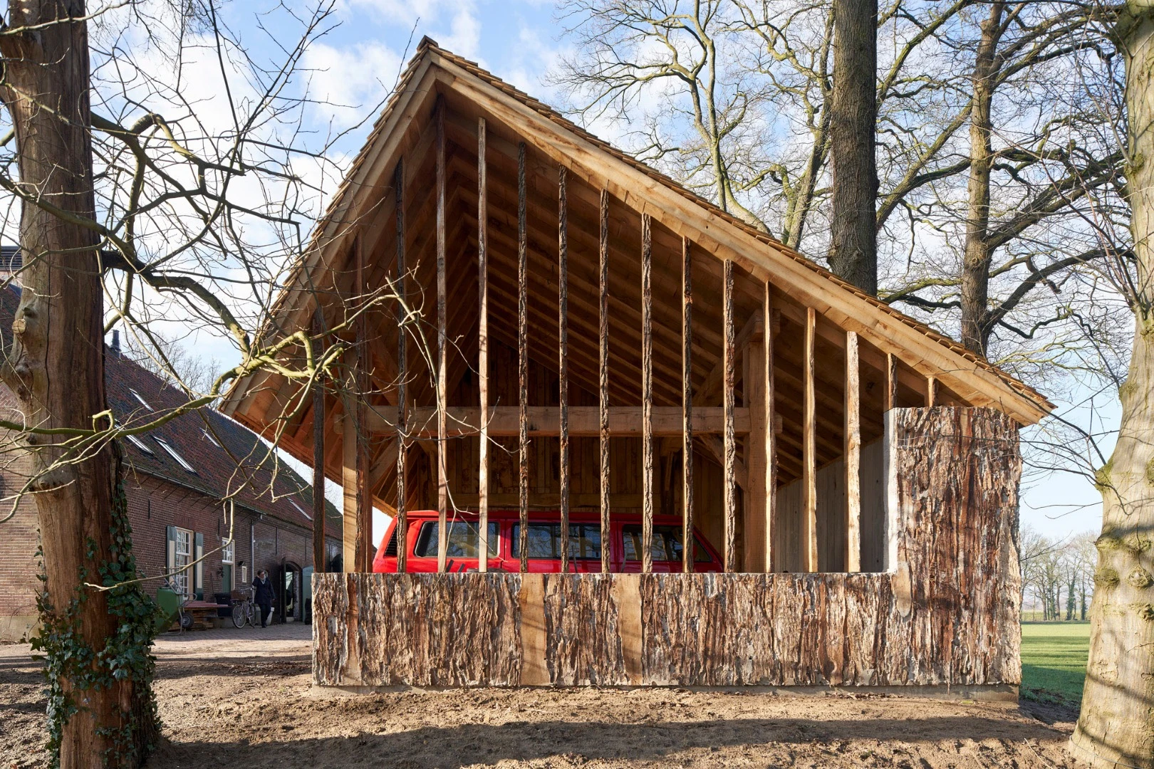 Old oak trees have been used to create a multipurpose workspace in the Netherlands