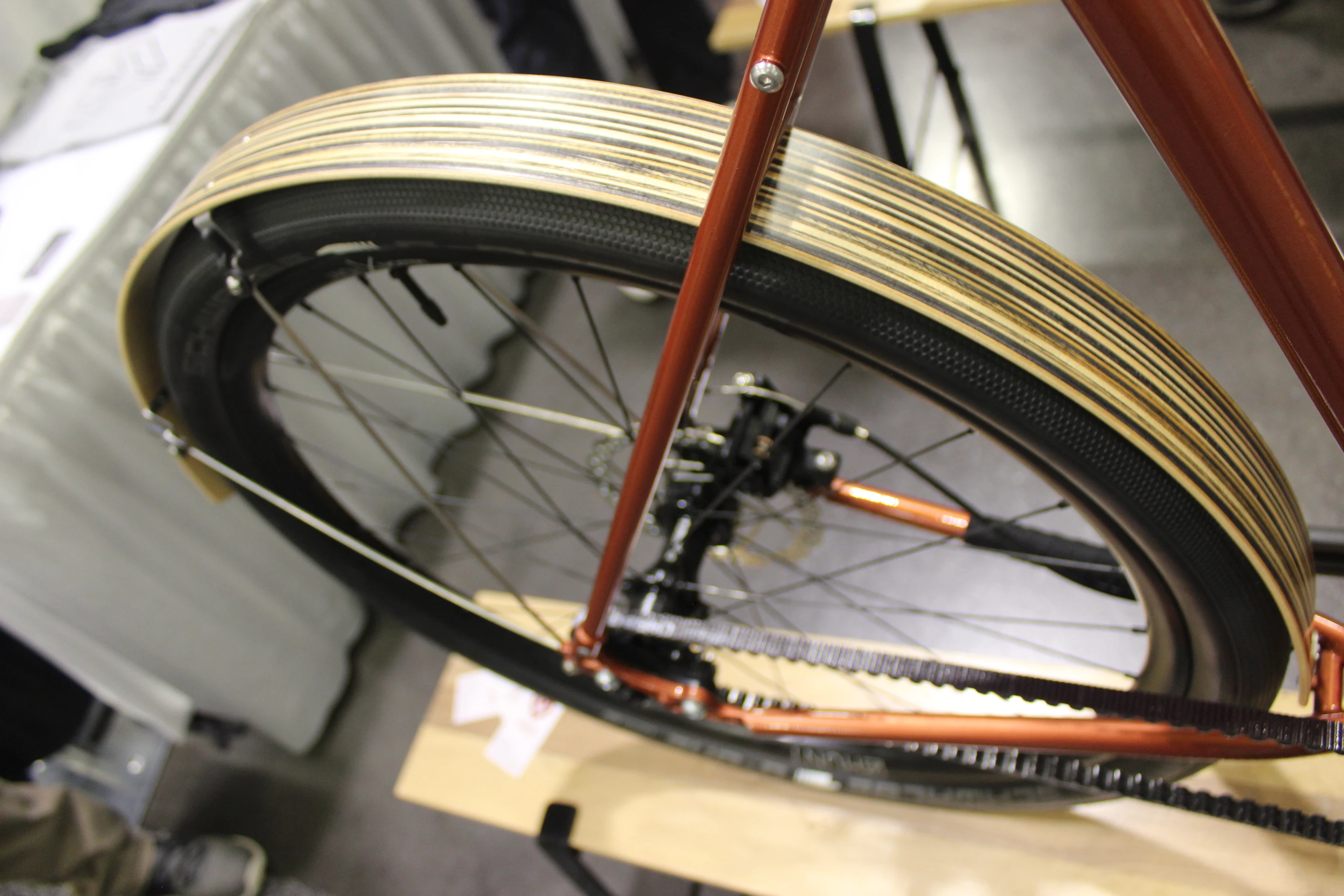 Built by Paul Sykes, this wooden fender is actually made from old skateboard decks