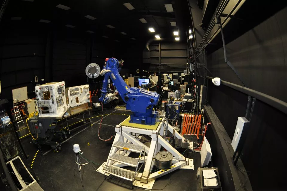 A FANUC industrial robot used as an Earth-side stand-in for Dextre (Image: NASA)