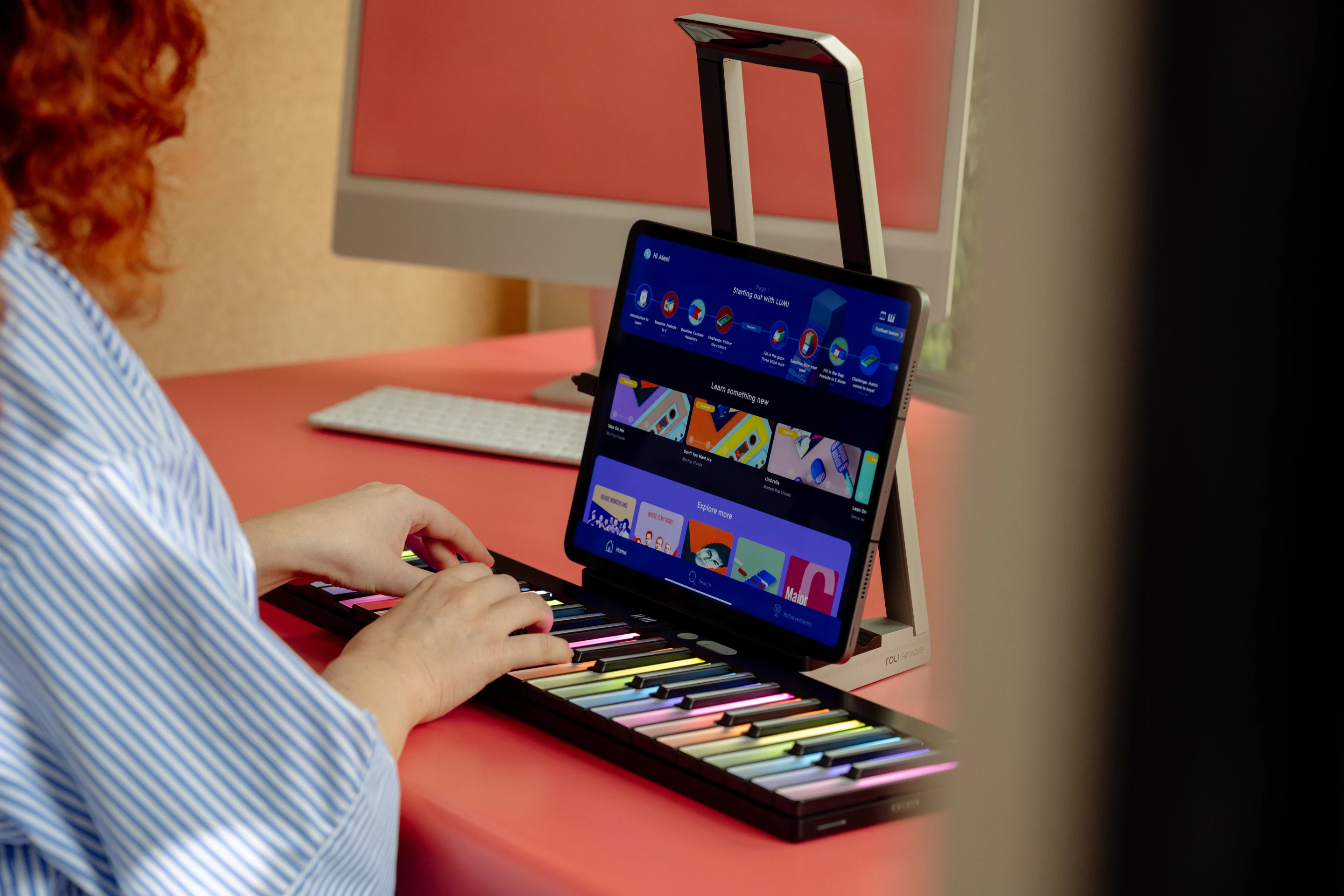 For students of piano, the Airwave is best paired with one or two Piano M keyboards, which feature light-up keys for easier visual prompts