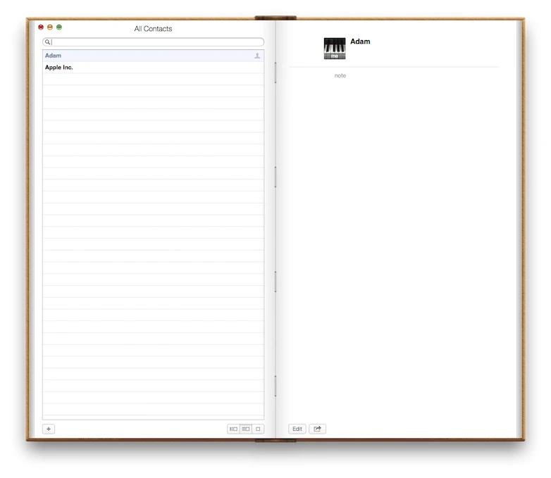 Address Book has been renamed Contacts but retains its predecessors styling
