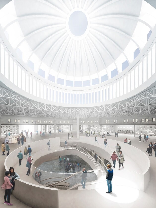 Stanton Williams, with Asif Khan, Julian Harrap, J&L Gibbons and Plan A produced this concept, which looks a little like NYC's Guggenheim