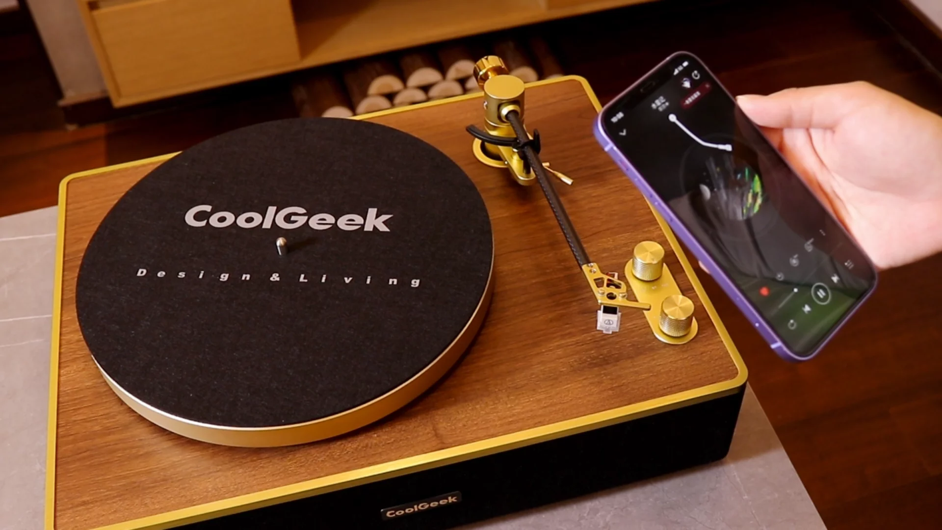 The CS-01 offers vinyl record playback or Bluetooth streaming through built-in speakers