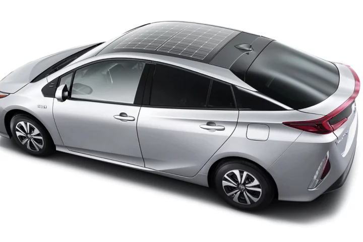 Toyota Prius with the solar roof option developed by Panasonic