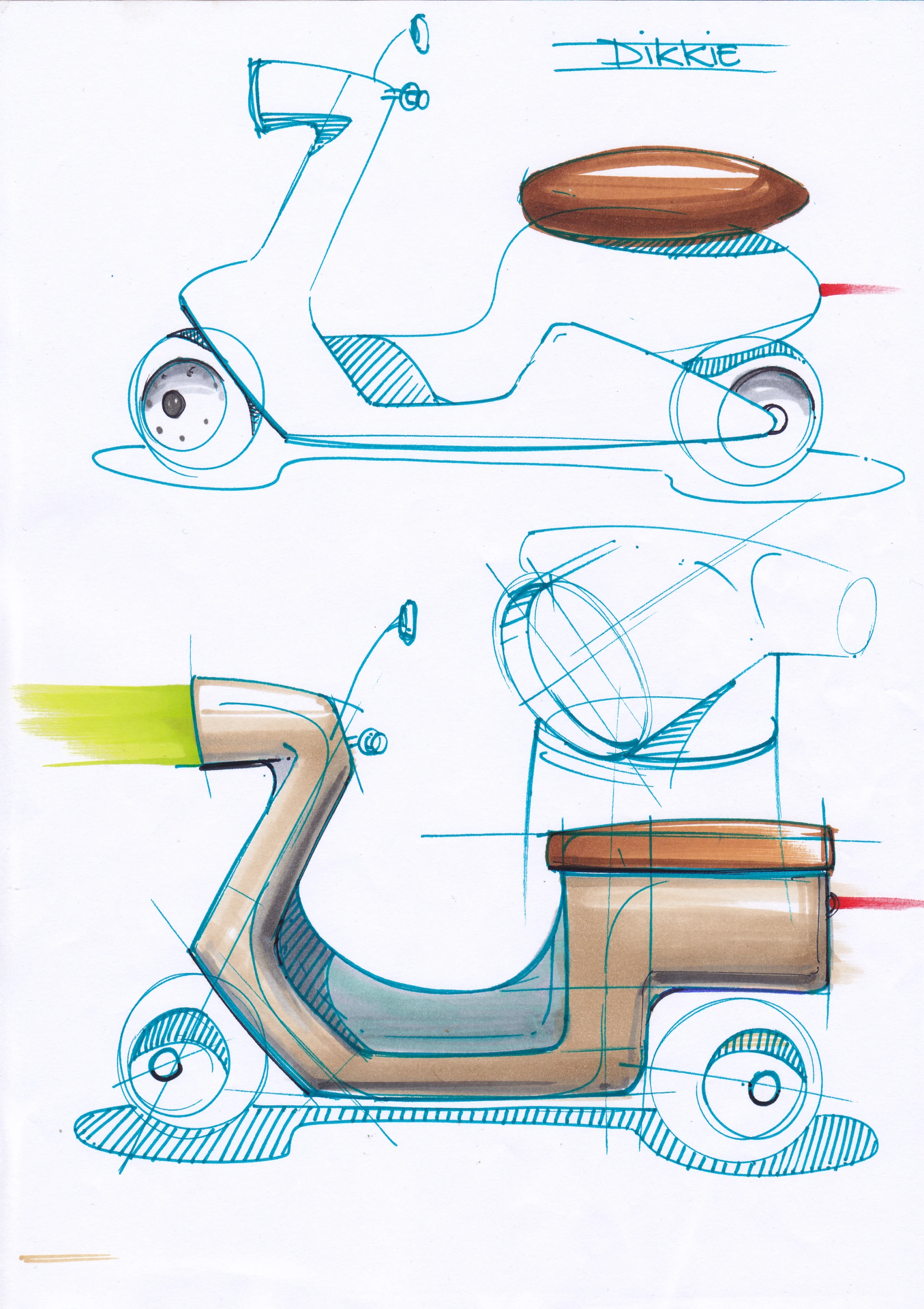 Design sketch of the Be.e electric scooter (Image: Waarmakers)