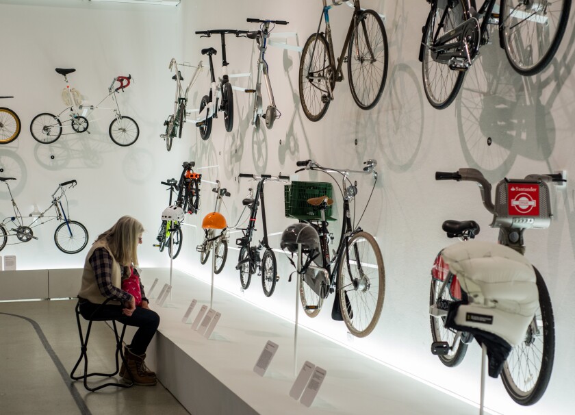 Visitors check out some of the urban bikes on display