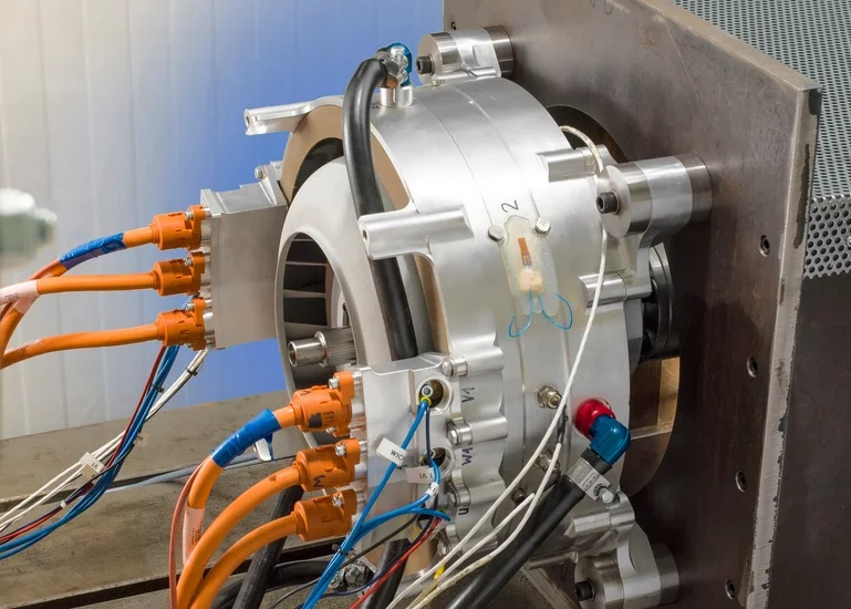 The new prototype electric aircraft motor on its static test rig (Photo: Siemens)