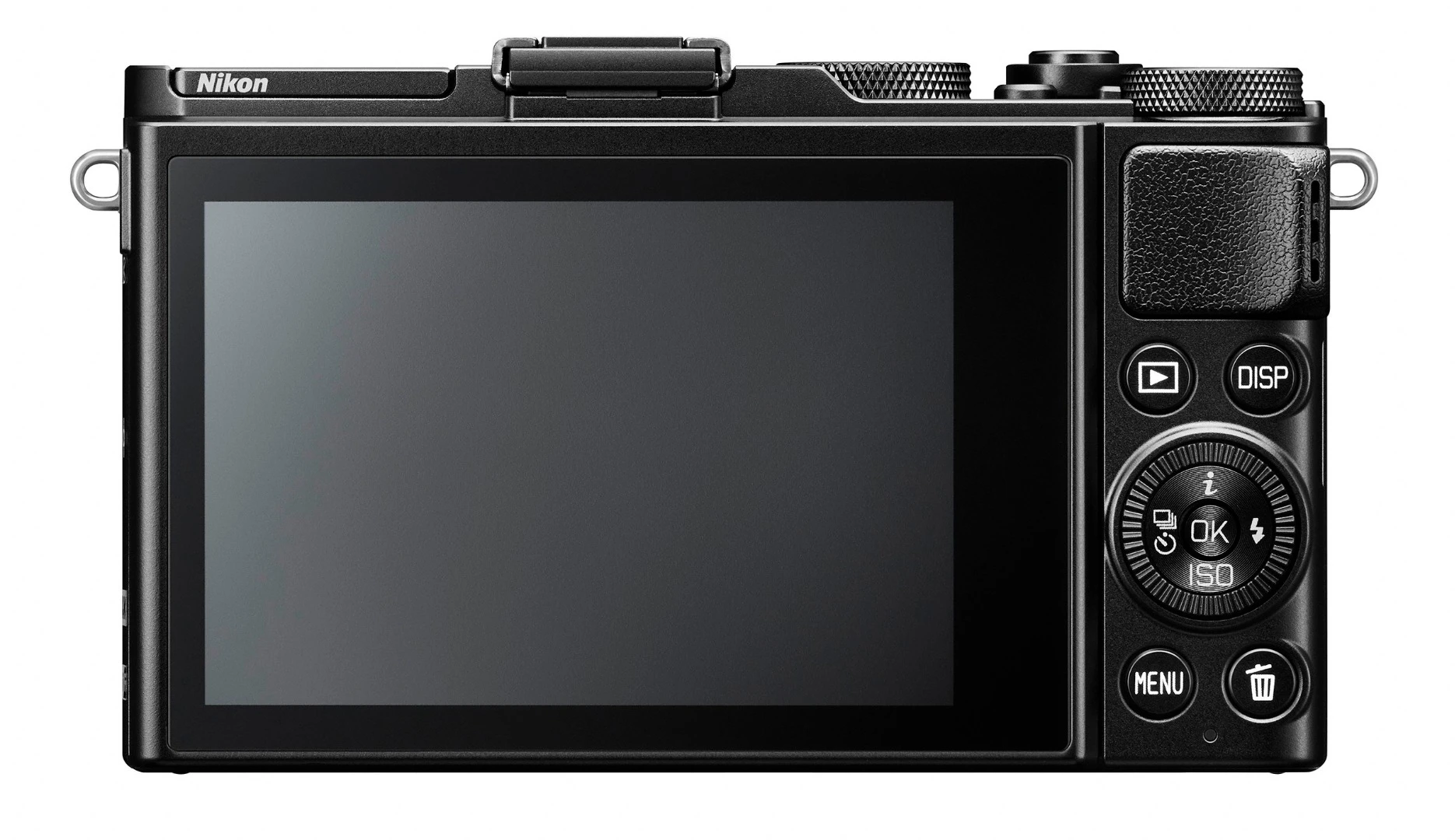 The Nikon DL24-85 lacks a built-in EVF, but is compatible with the optional tilting DF-F1 EVF