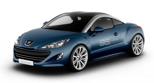 The concept RCZ Hybrid4 uses a 120 kW 2.0-litre HDi FAP diesel engine at the front and a 27 kW electric motor at the rear