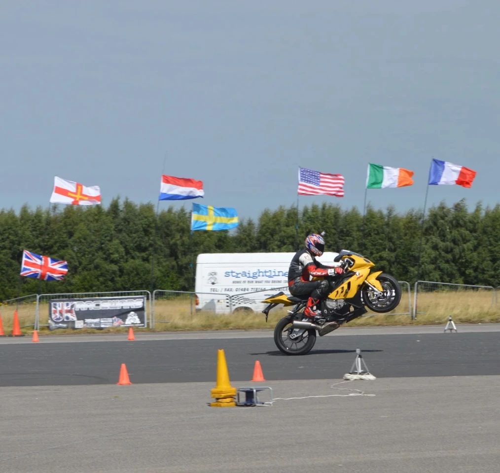 The World Wheelie Championship is open to regular motorcycle riders who would like to test their skills against the best