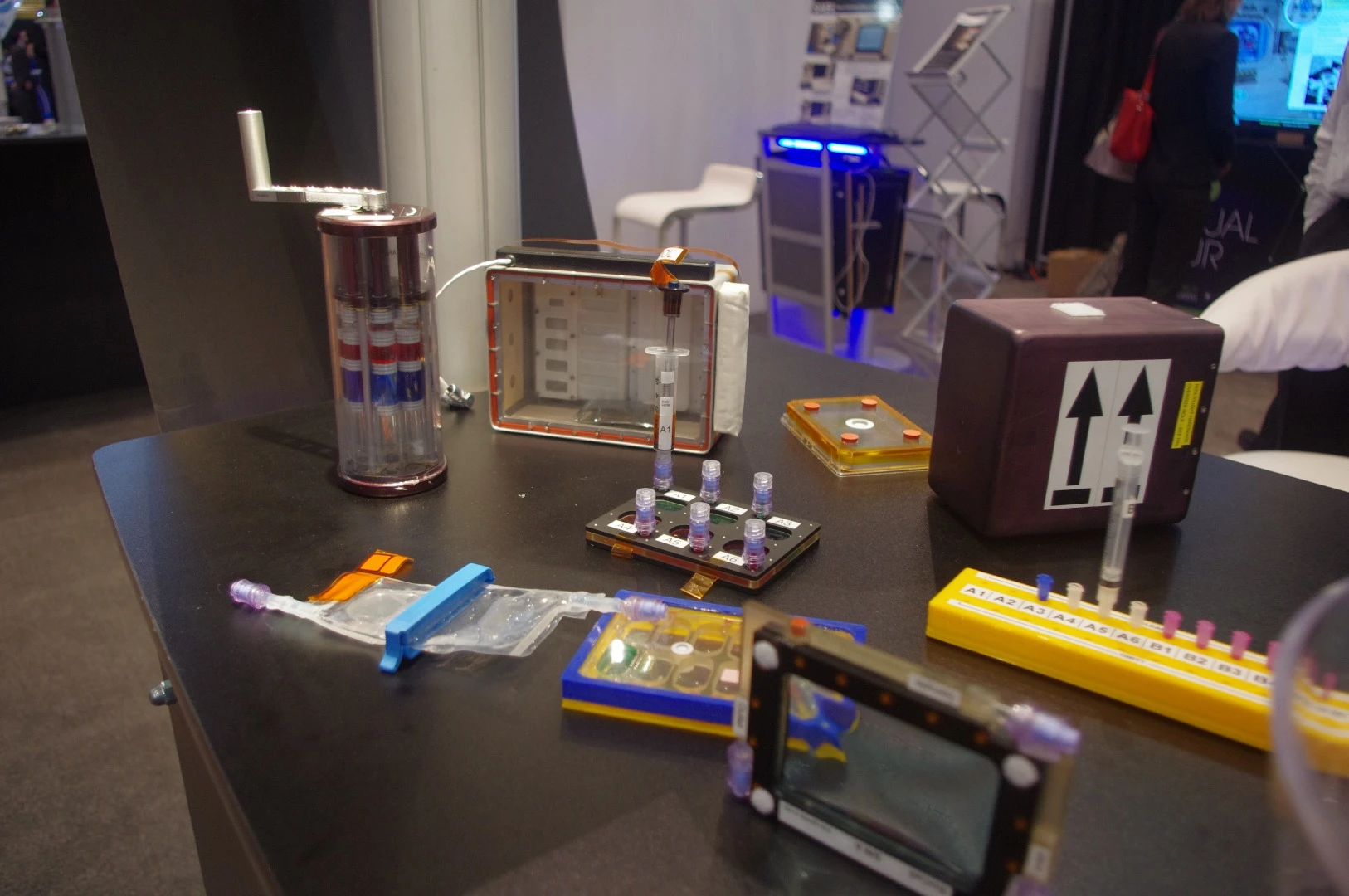At the booth for the Center for the Advancement of Science in Space, a representative from Bioserve Space Technologies was on hand to show off some of the tech they've launched to the International Space Station.