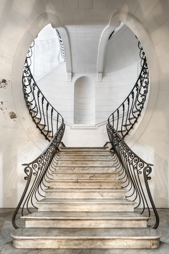 Elegant staircase in an 18th century palace in Naples, Italy